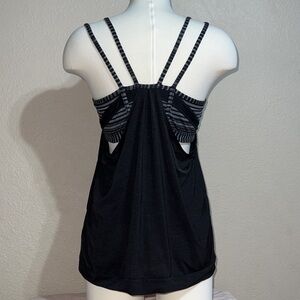 Athleta Invigorate Black Striped Sports Bra Top size M